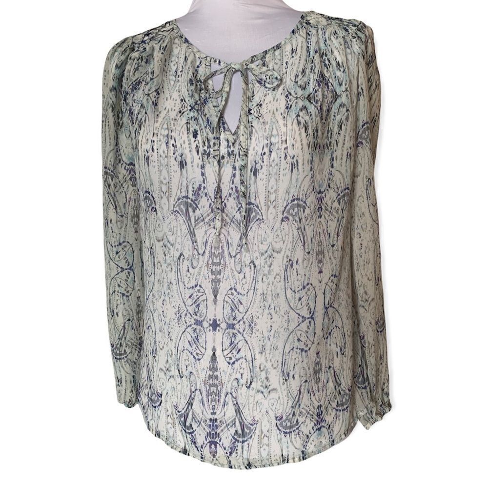 CHARLIE JADE women’s sheer flowy long sleeve top sz S